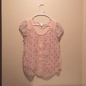 Lc lauren conrad pink floral blouse size m